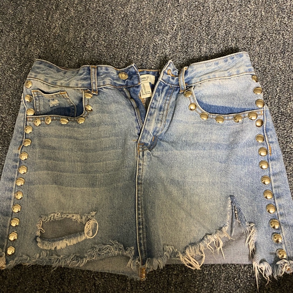 Studded Denim Skirt